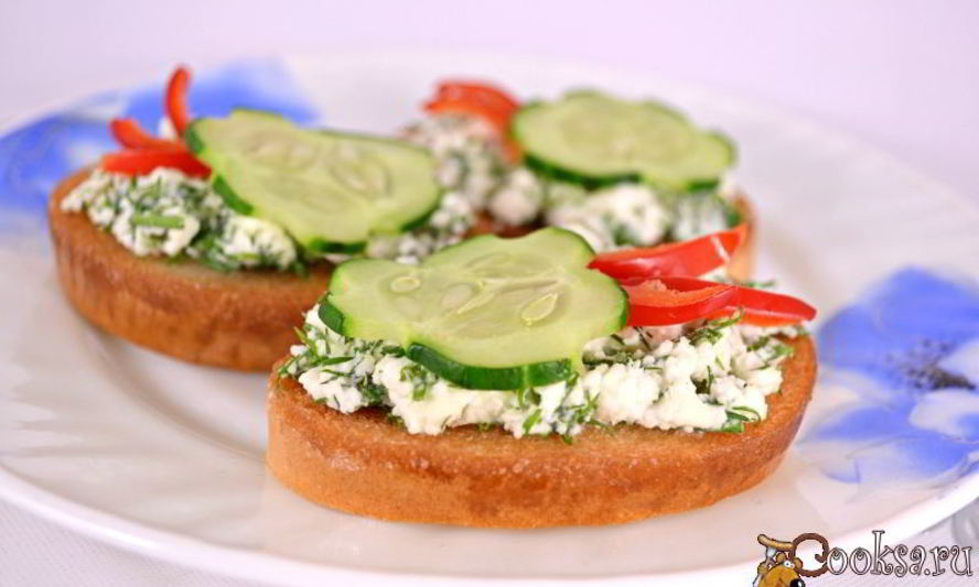 Рецепт гренки с брынзой