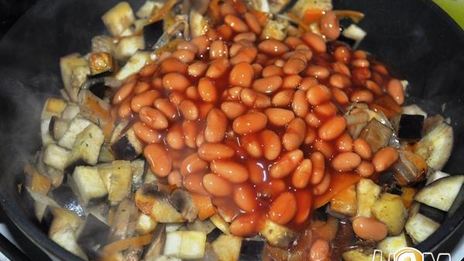 гренки со свининой и овощами