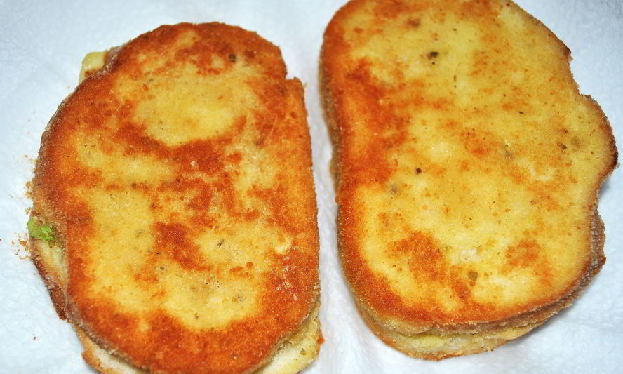 Рецепт хрустящие жареный гренки с курицей и сыром