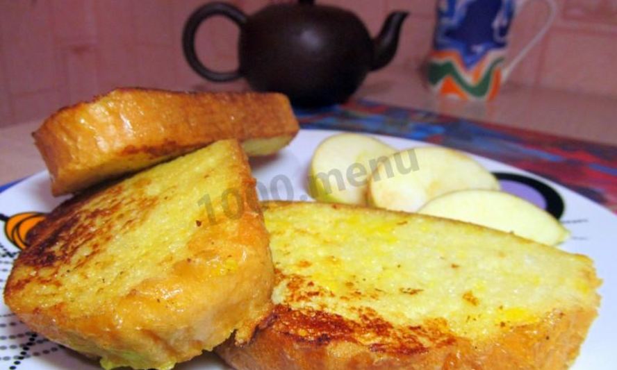 Рецепт сладкие гренки с яйцом и молоком