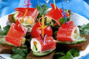 Канапе с крабовыми палочками