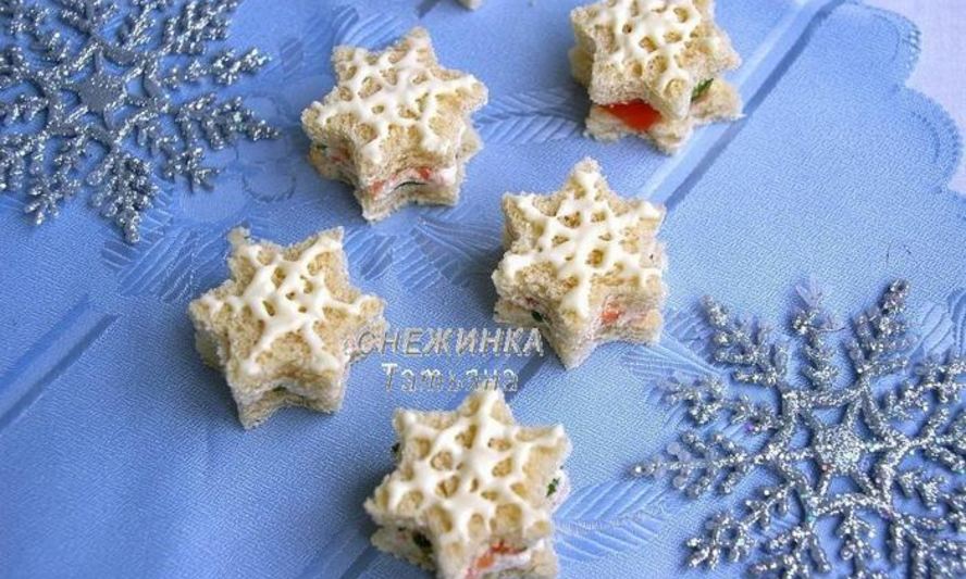 Рецепт канапе с красной рыбой снежинки