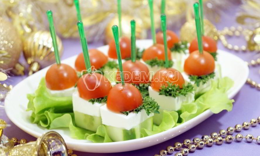 Рецепт овощное канапе с сыром фета