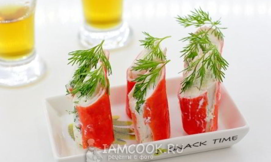 Рецепт крабовые палочки, фаршированные творогом и зеленью