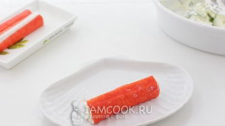 крабовые палочки, фаршированные творогом и зеленью