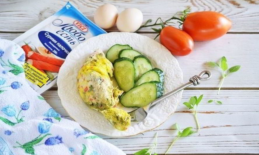 Рецепт крабовый омлет в пакете