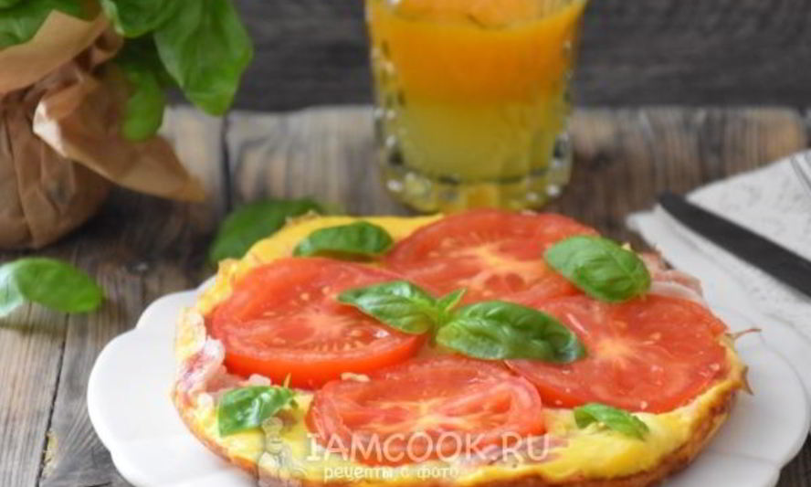 Рецепт омлет с ветчиной и помидорами