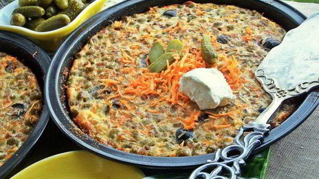 омлеты с гречкой и маслинами