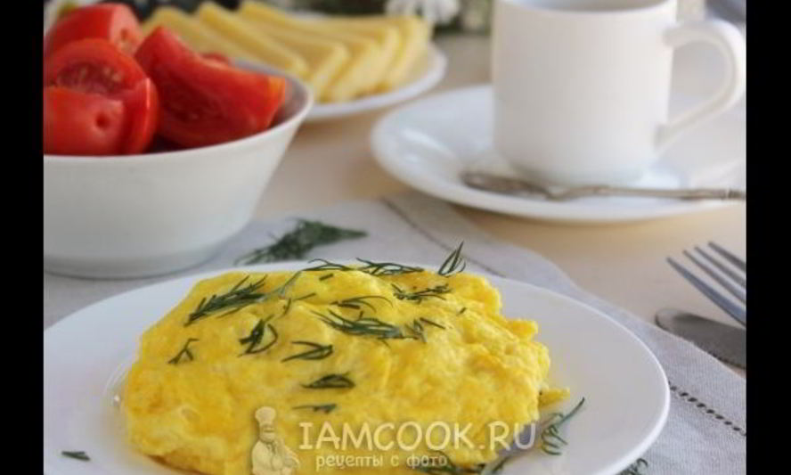 Рецепт пышный омлет с сыром на сковороде