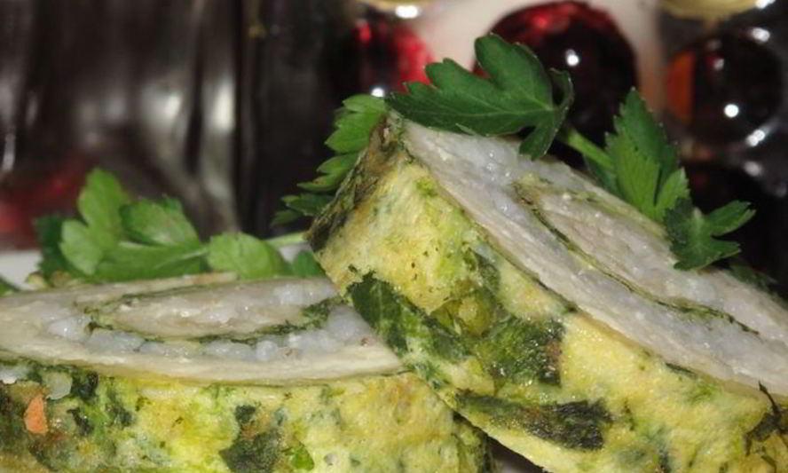 Рецепт рулет-омлет со шпинатом