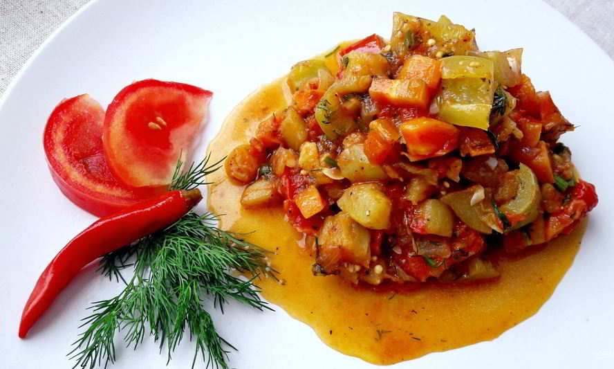 Рецепт овощное соте с кабачком и баклажаном