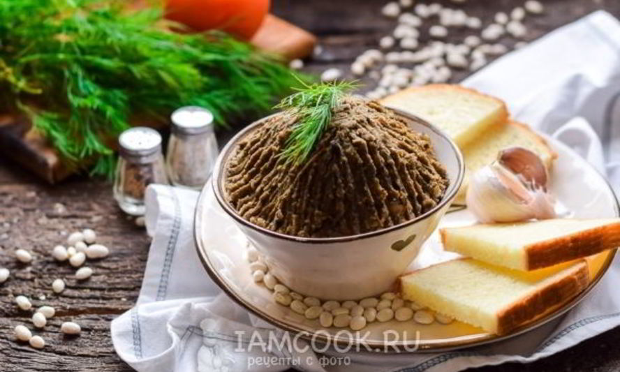 Рецепт паштет из фасоли с сушеными грибами