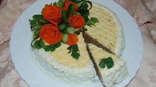 Печеночный торт из говяжьей печени