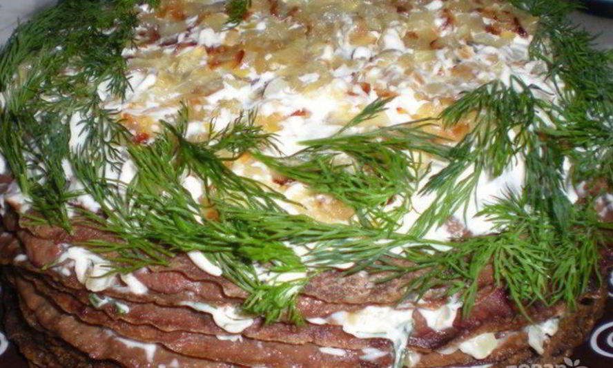 Рецепт печеночный тортик