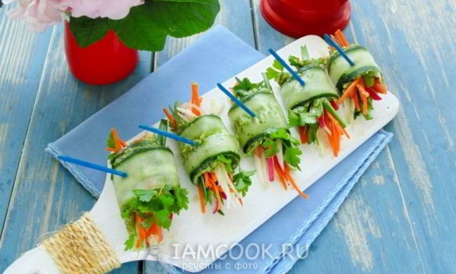 Рецепт овощные роллы с огурцом и авокадо