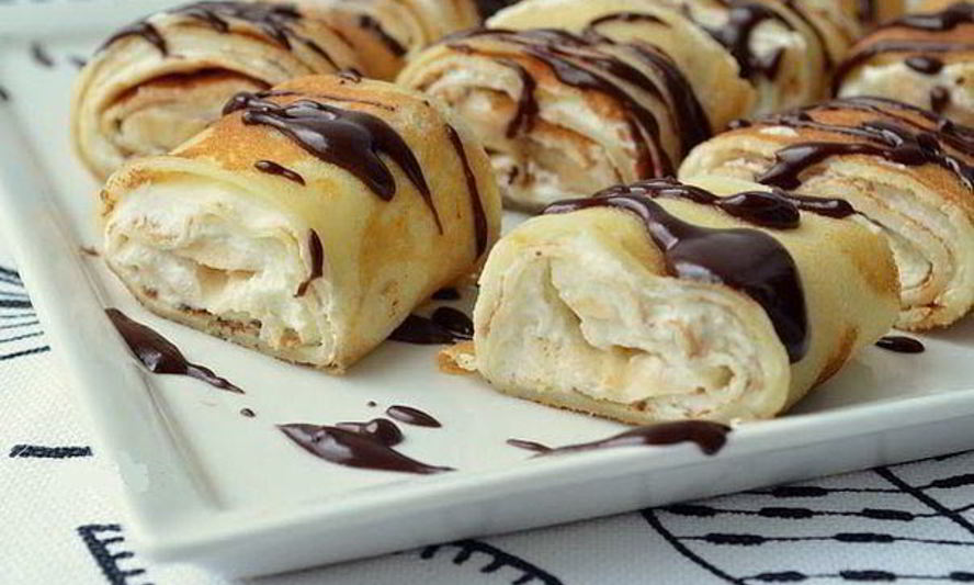 Рецепт роллы из рисовых блинчиков с творожно-банановым кремом