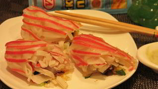 Роллы Полосатики с крабовыми палочками