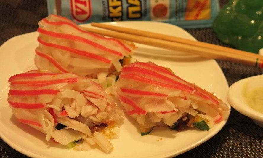 Рецепт роллы полосатики с крабовыми палочками