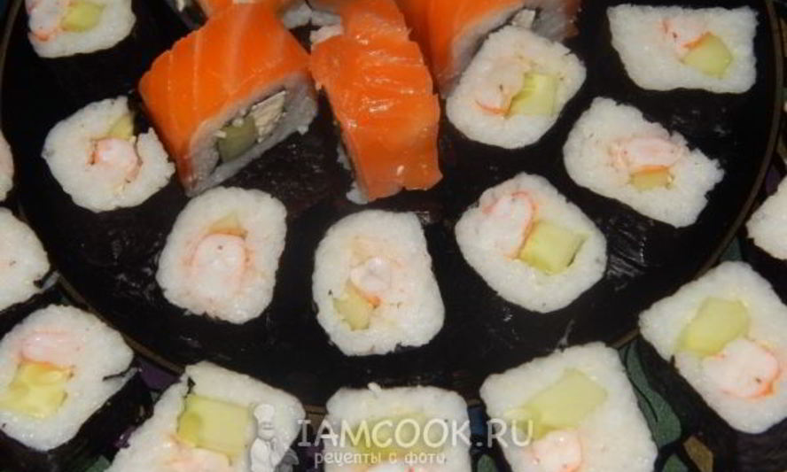 Рецепт роллы с креветками и огурцом