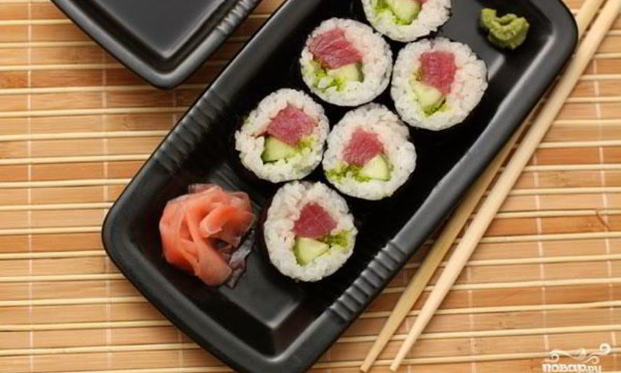 Рецепт роллы с тунцом и огурцом