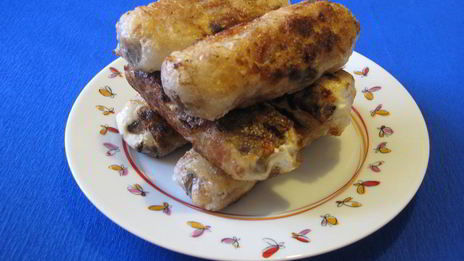 спринг-роллы с курицей, грибами и сливочным сыром