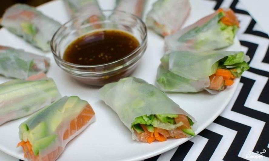 Рецепт спринг-роллы с лососем