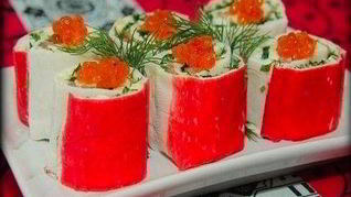Закусочные роллы из крабовых палочек