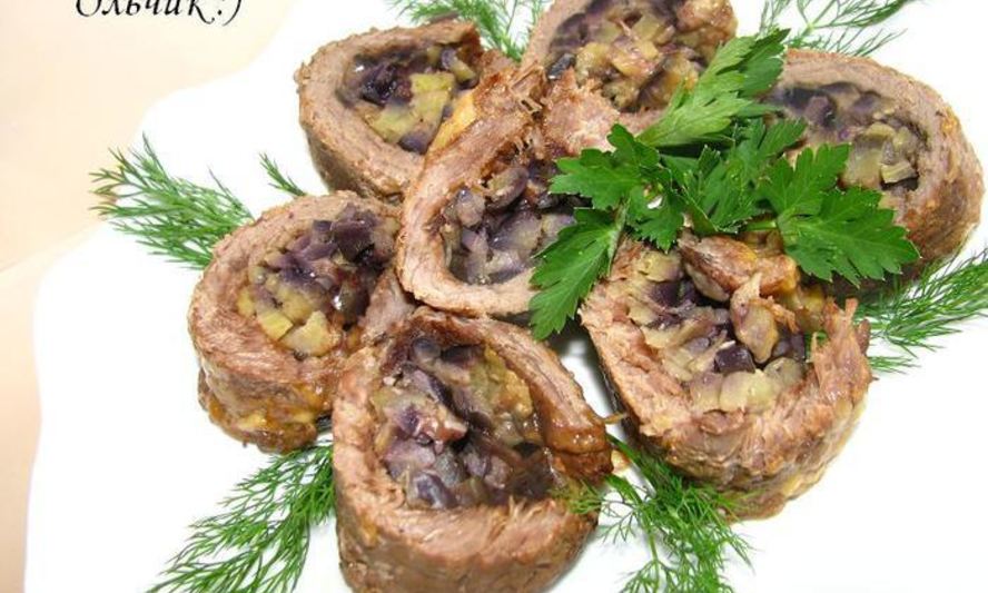 Рецепт говяжий рулетик с баклажаном и сыром
