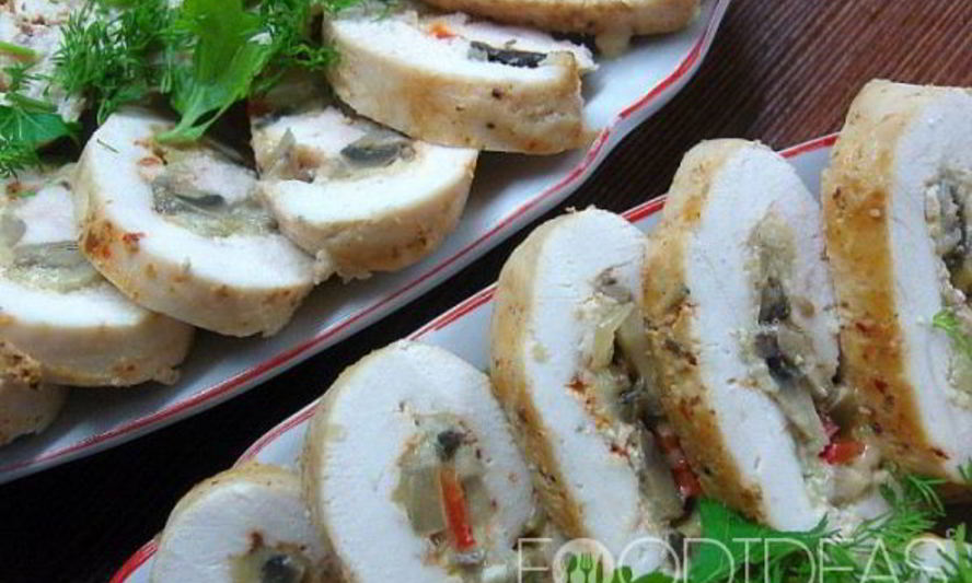 Рецепт куриный рулет с грибами