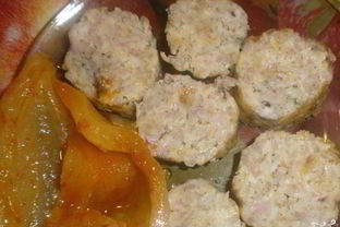 Мясной рулет с вермишелью на пару