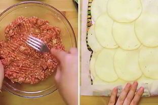 Рулет из фарша и баклажанов