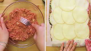 Рулет из фарша и баклажанов