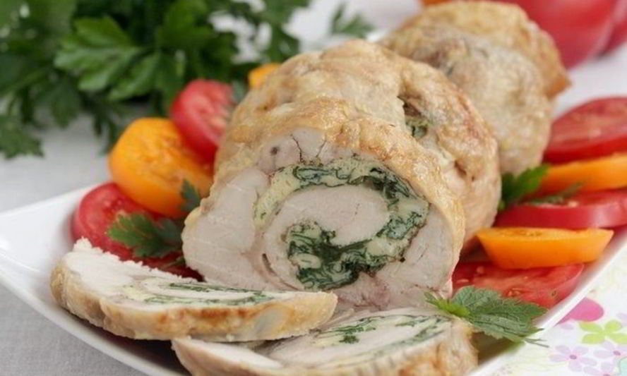 Рецепт рулет из курицы со шпинатом