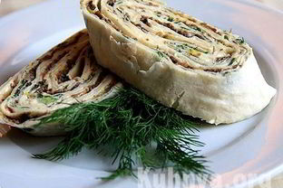 Рулет из лаваша с грибами