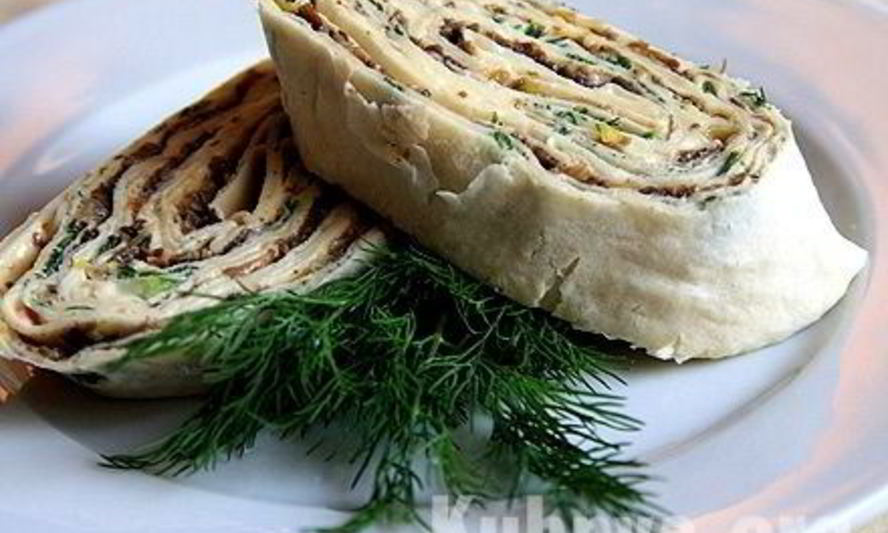 Рецепт рулет из лаваша с грибами