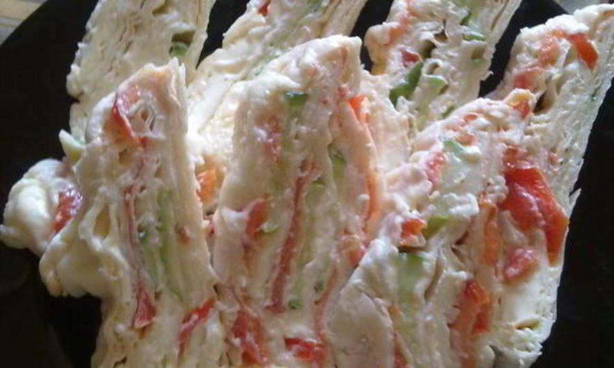 Рецепт рулет из лаваша с овощами