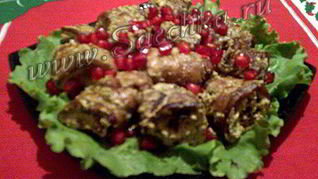 Рулетики из баклажанов с орехами