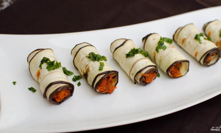 Рецепт рулетики из баклажанов