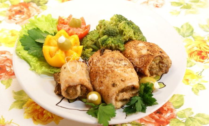 Рецепт рулетики с грибами