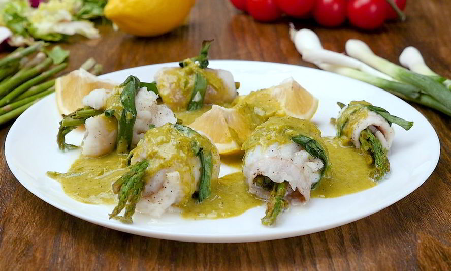 Рецепт рыбные рулетики со спаржей