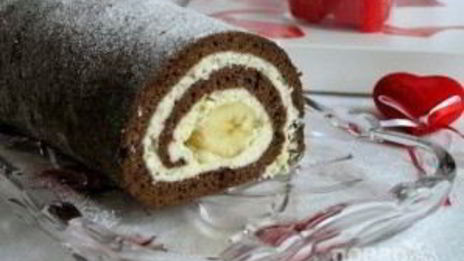 шоколадный рулет с бананом