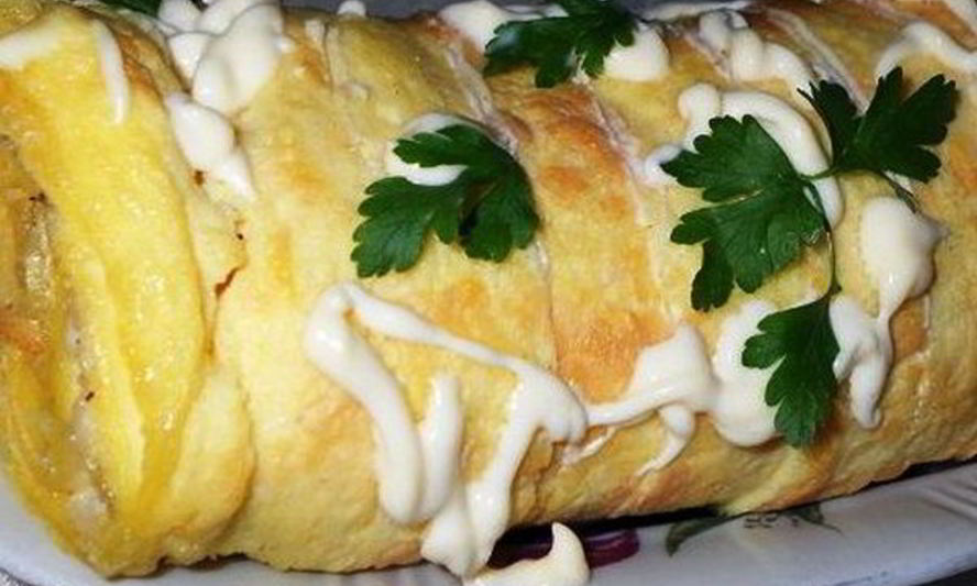 Рецепт сырно-яичный рулет с мясным фаршем
