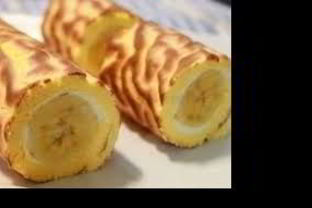 Творожный рулет с бананом