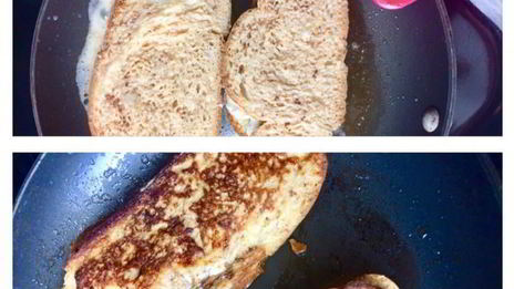 французские жареные сэндвичи с сыром филадельфия и зелеными яблоками