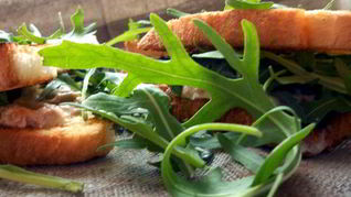 Сэндвич с тунцом, руколой и горчицей