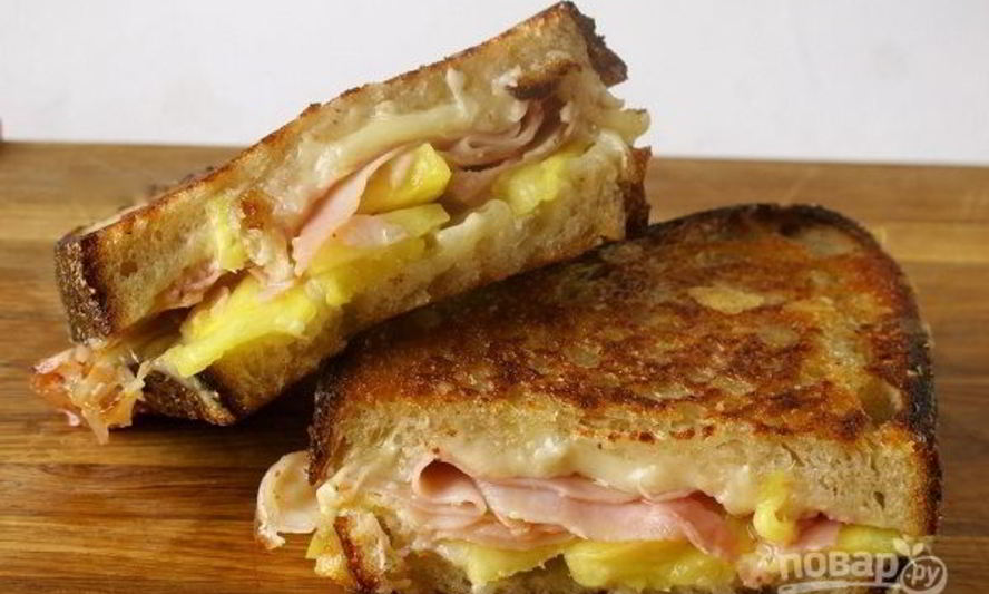Рецепт сэндвич с ветчиной и ананасами
