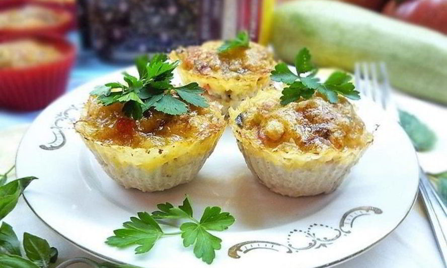 Рецепт куриные тарталетки с рисом и овощами