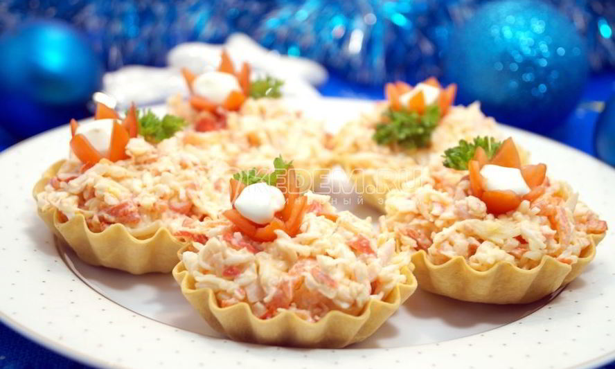 Рецепт тарталетки с крабовым салатом