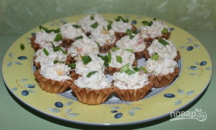 Рецепт тарталетки с курицей и ананасом