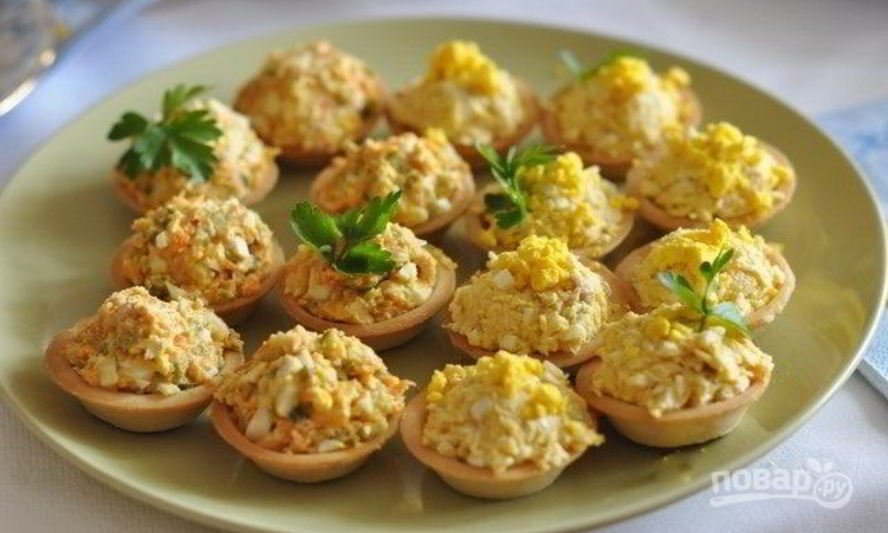 Рецепт тарталетки с печенью трески
